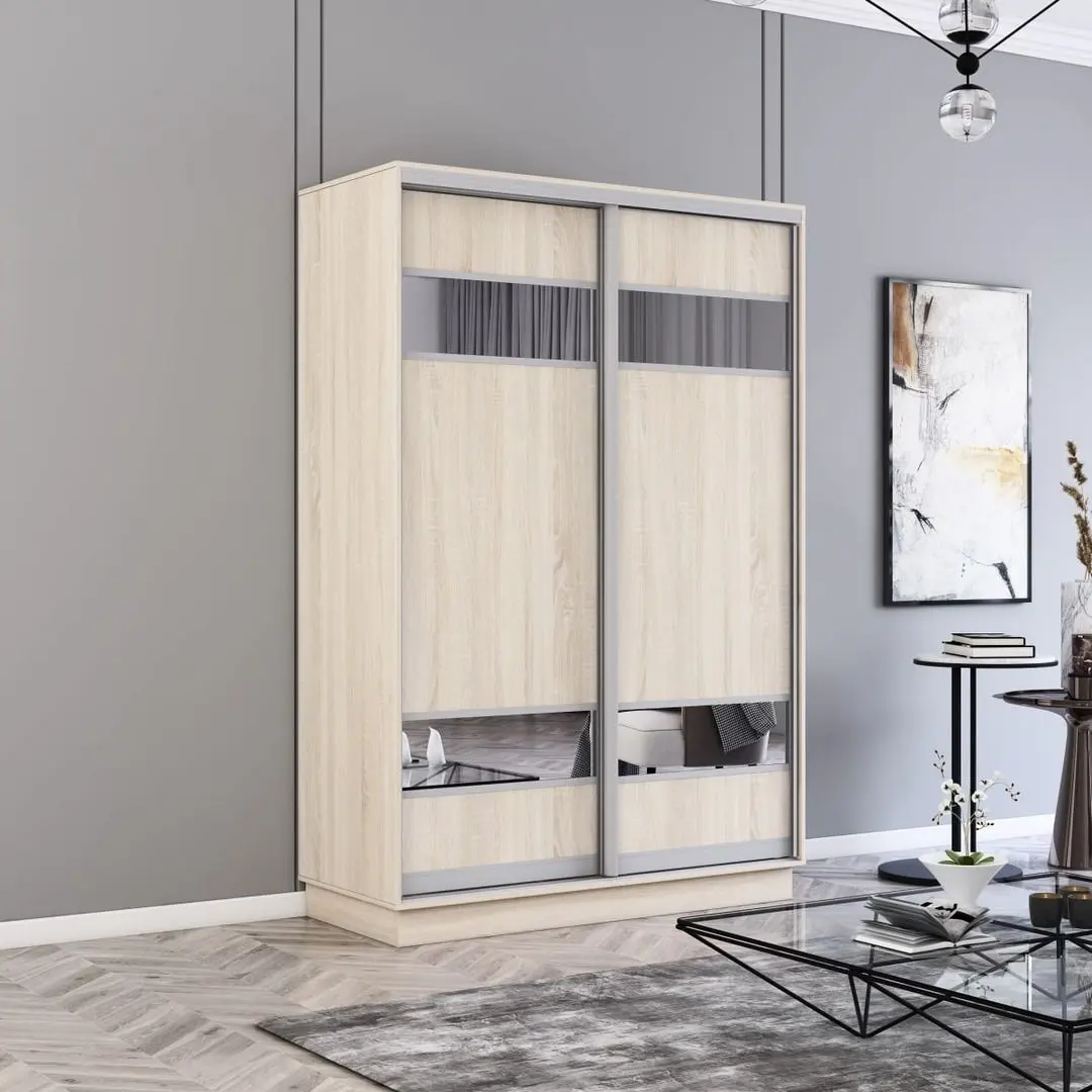 Dulap-cupe Mobildor Fox 2D PAL/elemente din oglinda 140x200x60 (Sonoma Oak)