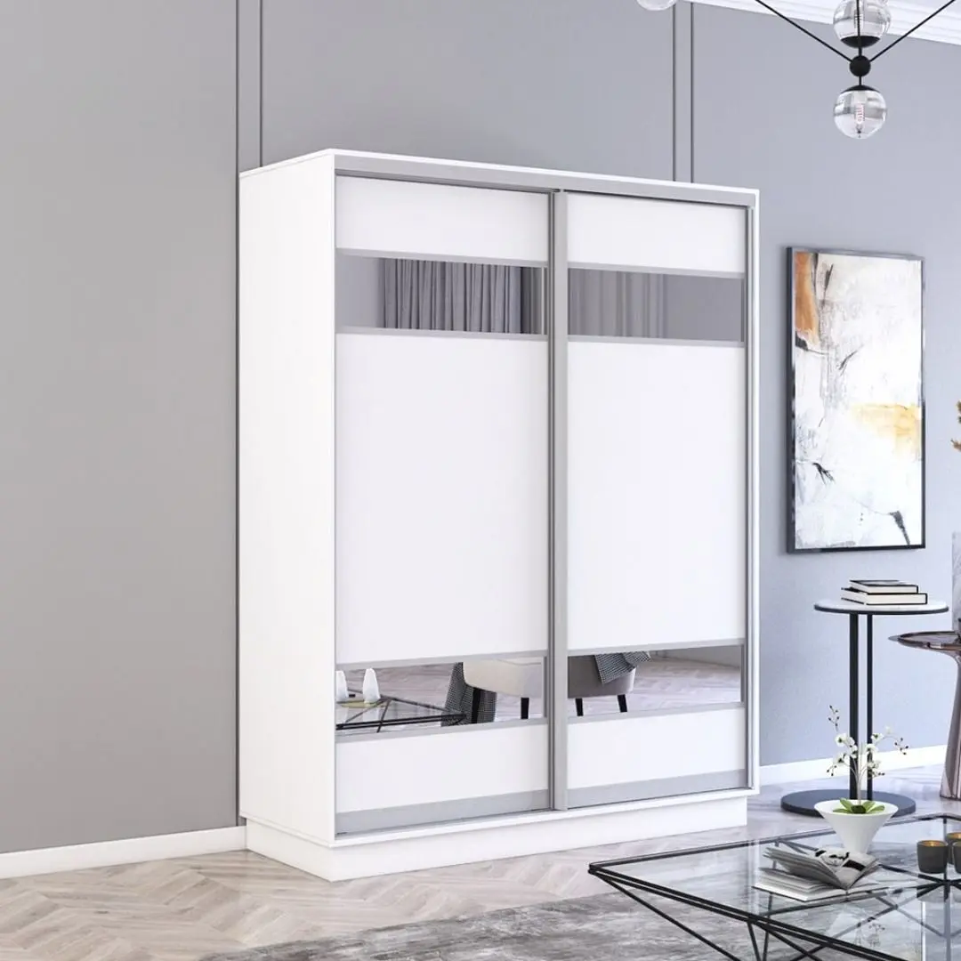 Шкаф-купе Mobildor Fox 2D ДСП/зеркальные элементы 150x210x60 (White)