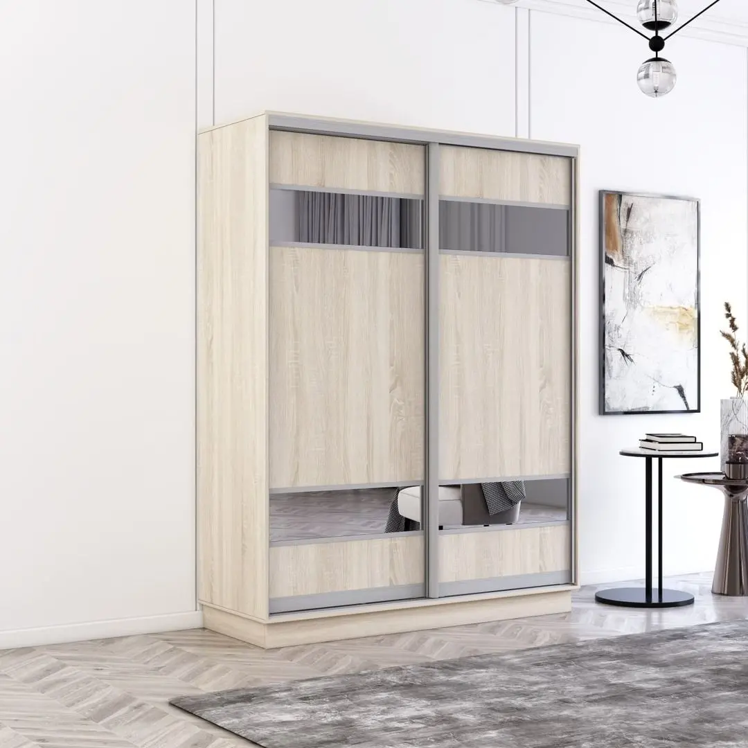 Dulap-cupe Mobildor Fox 2D PAL/elemente din oglinda 150x220x60 (Sonoma Oak)