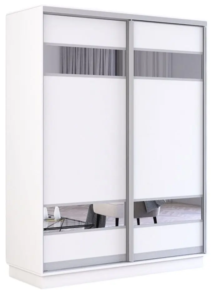 Шкаф-купе Mobildor Fox 2D ДСП/зеркальные элементы 150x220x60 (White) - 2