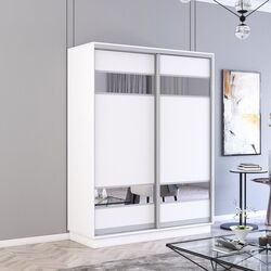 Шкаф-купе Mobildor Fox 2D ДСП/зеркальные элементы 150x240x60 (White)
