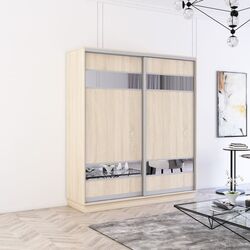 Шкаф-купе Mobildor Fox 2D ДСП/зеркальные элементы 180x220x60 (Sonoma Oak)