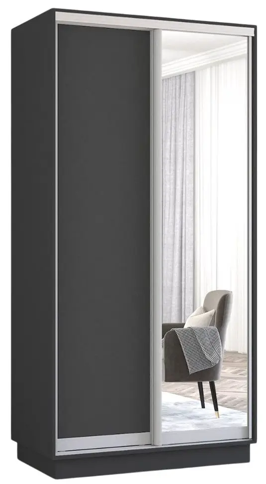 Шкаф-купе Mobildor Fox 2D 1 зеркало/1 ДСП 100x200x60 (Anthracite) - 2