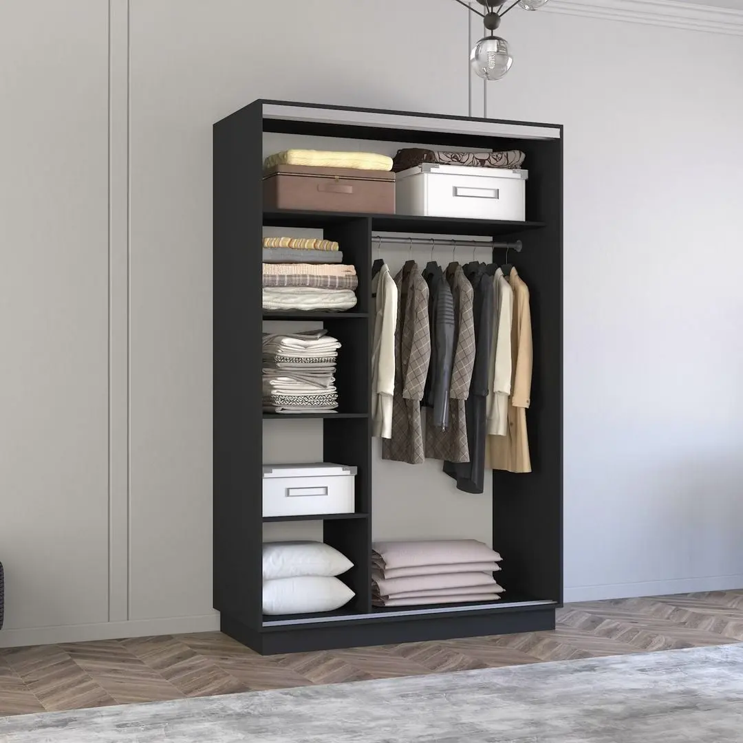 Dulap-cupe Mobildor Fox 2D 1 oglinda/1 PAL 130x200x60 (Anthracite) - 2