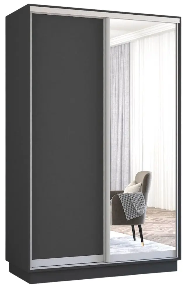 Шкаф-купе Mobildor Fox 2D 1 зеркало/1 ДСП 140x200x60 (Anthracite) - 2