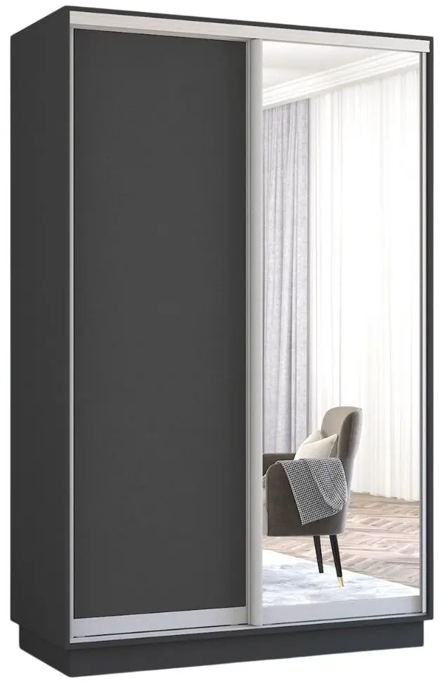 Шкаф-купе Mobildor Fox 2D 1 зеркало/1 ДСП 140x240x60 (Anthracite) - 2