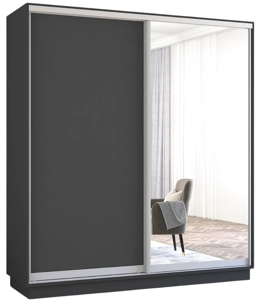 Dulap-cupe Mobildor Fox 2D 1 oglinda/1 PAL 180x200x60 (Anthracite) - 2