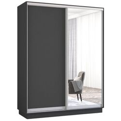 Шкаф-купе Mobildor Fox 2D 1 зеркало/1 ДСП 180x240x60 (Anthracite) Thumb
