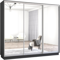 Шкаф-купе Mobildor Fox 3 зеркальные двери 240x220x60 (Anthracite) Thumb