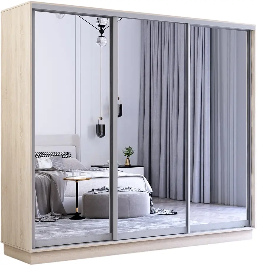 Dulap-cupe Mobildor Fox 3 usi oglinda 250x200x60 (Sonoma Oak) - 2