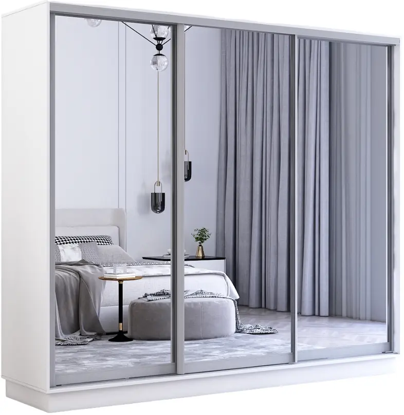 Шкаф-купе Mobildor Fox 3 зеркальные двери 250x240x60 (White) - 2