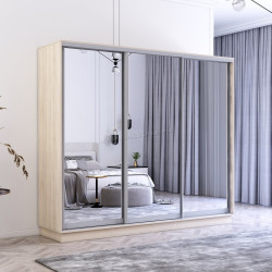 Dulap-cupe Mobildor Fox 3 usi oglinda 270x210x60 (Sonoma Oak)