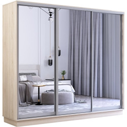 Dulap-cupe Mobildor Fox 3 usi oglinda 270x220x60 (Sonoma Oak) Thumb