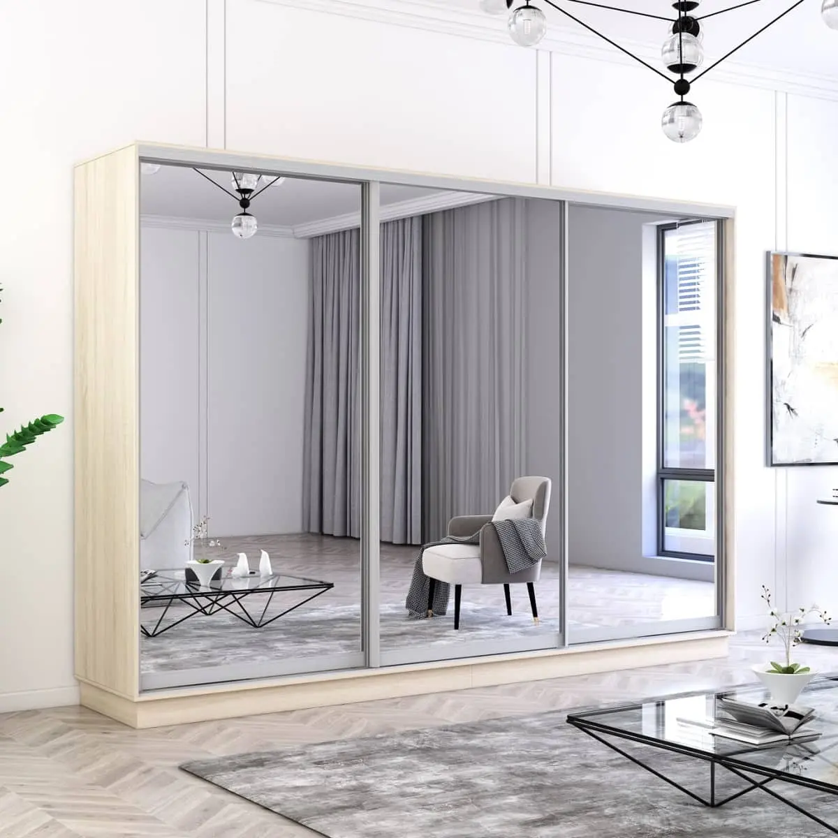 Dulap-cupe Mobildor Fox 3 usi oglinda 280x230x60 (Sonoma Oak)