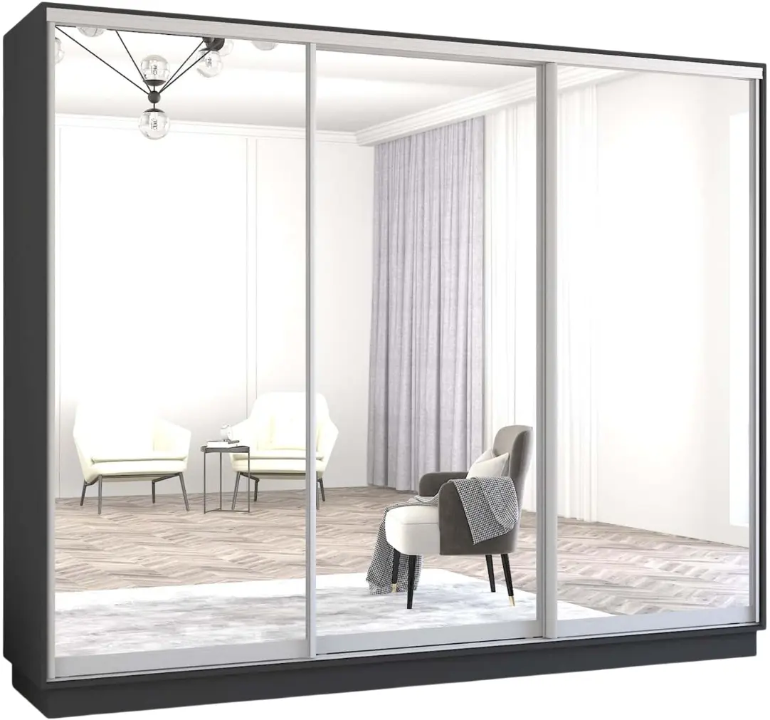 Шкаф-купе Mobildor Fox 3 зеркальные двери 290x210x60 (Anthracite) - 2