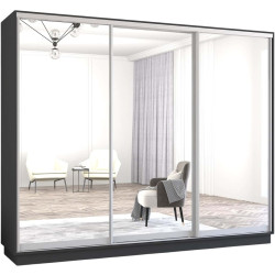 Dulap-cupe Mobildor Fox 3 usi oglinda 300x240x60 (Anthracite) Thumb