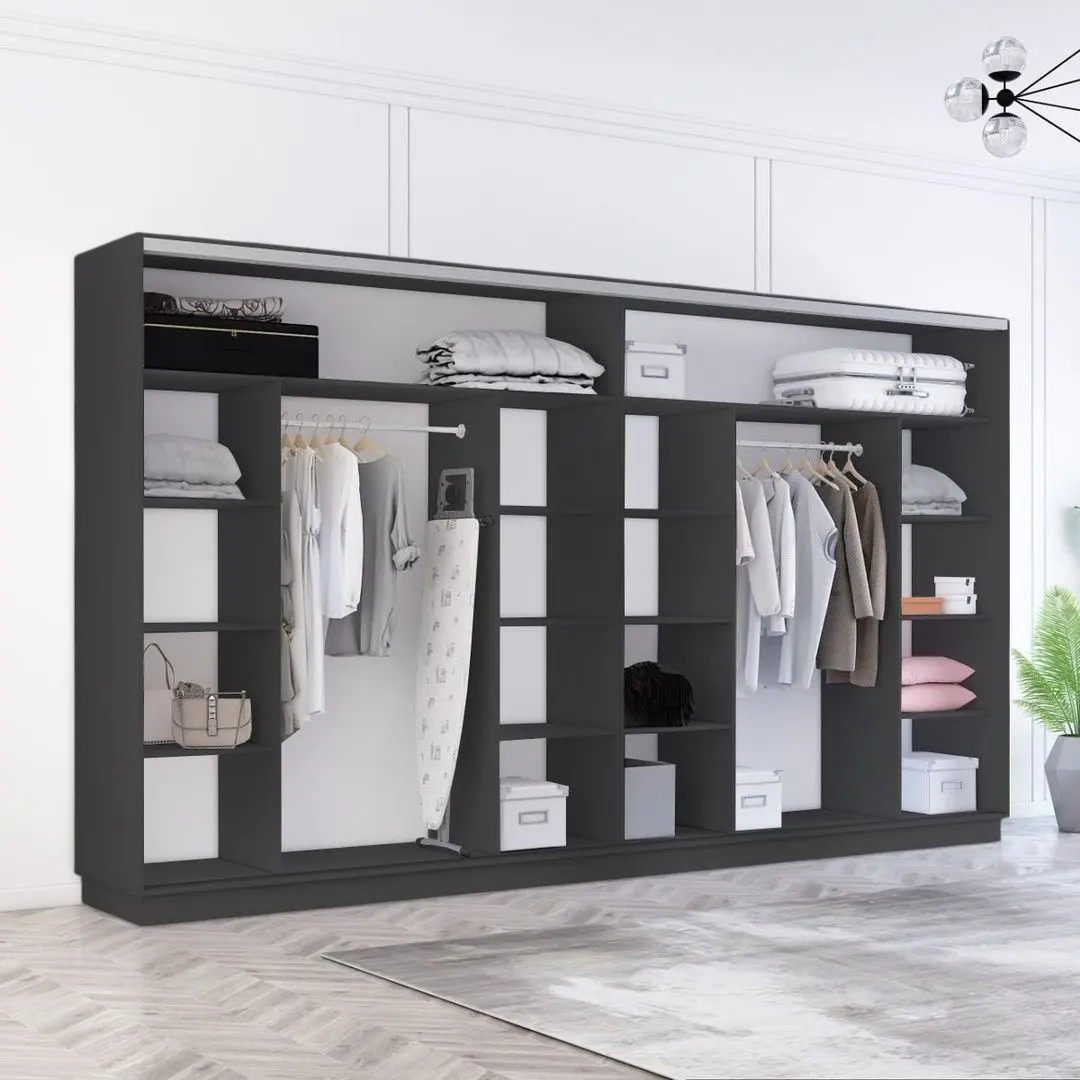 Dulap-cupe Mobildor Fox 4 usi cu elemente din oglinda 370x210x60 (Anthracite)