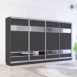 Dulap-cupe Mobildor Fox 4 usi cu elemente din oglinda 380x220x60 (Anthracite)