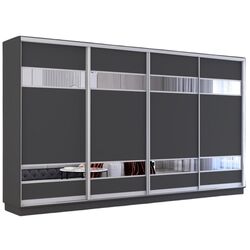 Dulap-cupe Mobildor Fox 4 usi cu elemente din oglinda 390x220x60 (Anthracite) Thumb