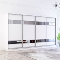 Dulap-cupe Mobildor Fox 4 usi cu elemente din oglinda 380x210x60 (White)