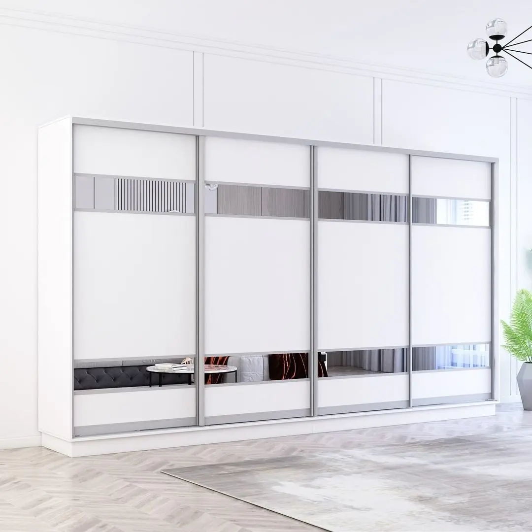 Шкаф-купе Mobildor Fox 4 двери с зеркальными элементами 380x220x60 (White)