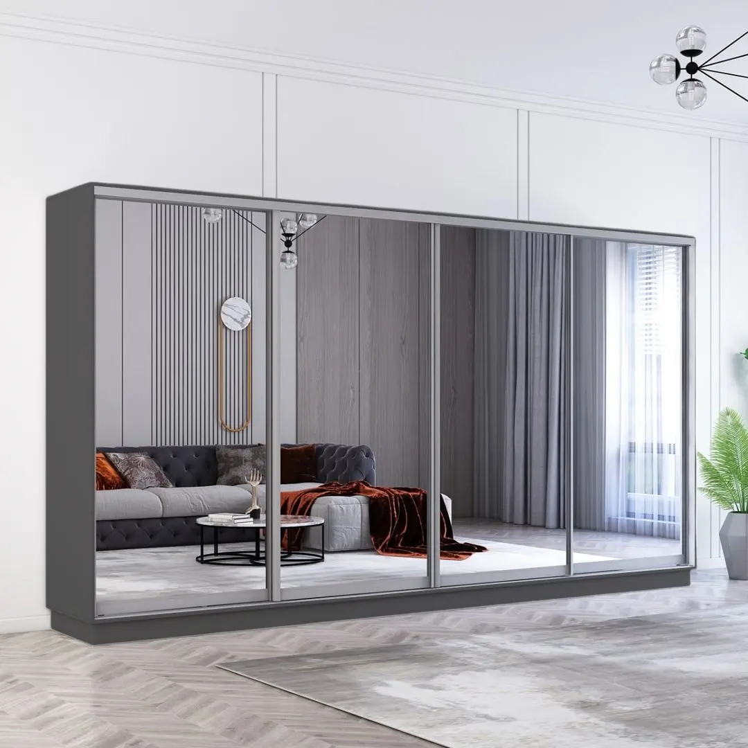 Dulap-cupe Mobildor  Fox 4 usi cu oglinda 370x210x60 (Anthracite)