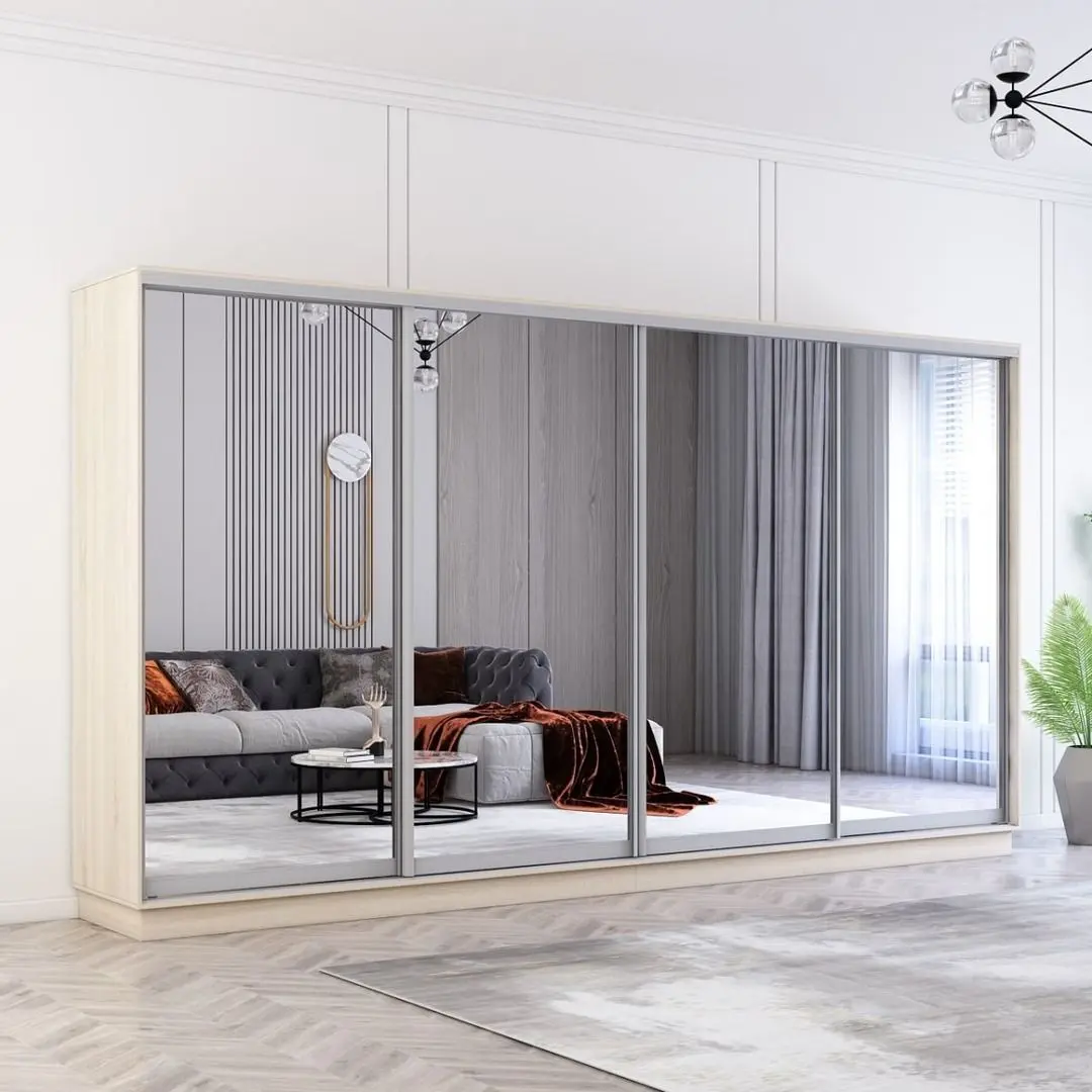 Dulap-cupe Mobildor Fox 4 usi cu oglinda 370x210x60 (Sonoma Oak)