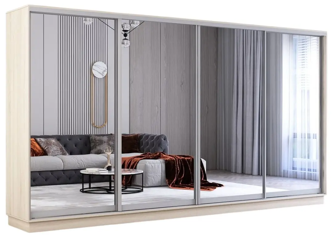 Dulap-cupe Mobildor Fox 4 usi cu oglinda 390x200x60 (Sonoma Oak) - 2