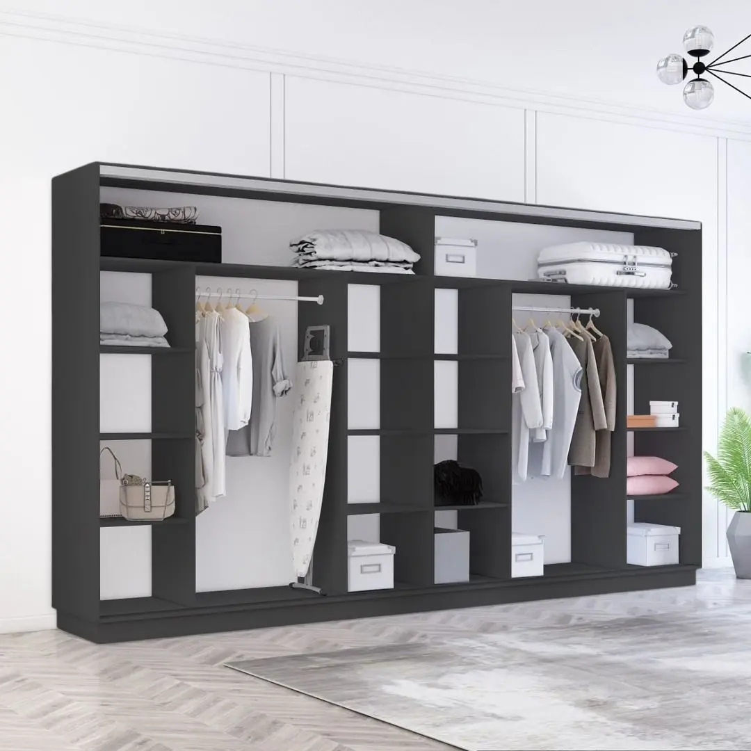 Dulap-cupe Mobildor Fox 4 usi cu oglinda 400x200x60 (Anthracite)