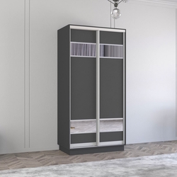 Dulap-cupe Mobildor Fox cu elemente din oglinda 160x230x60 (Anthracite)