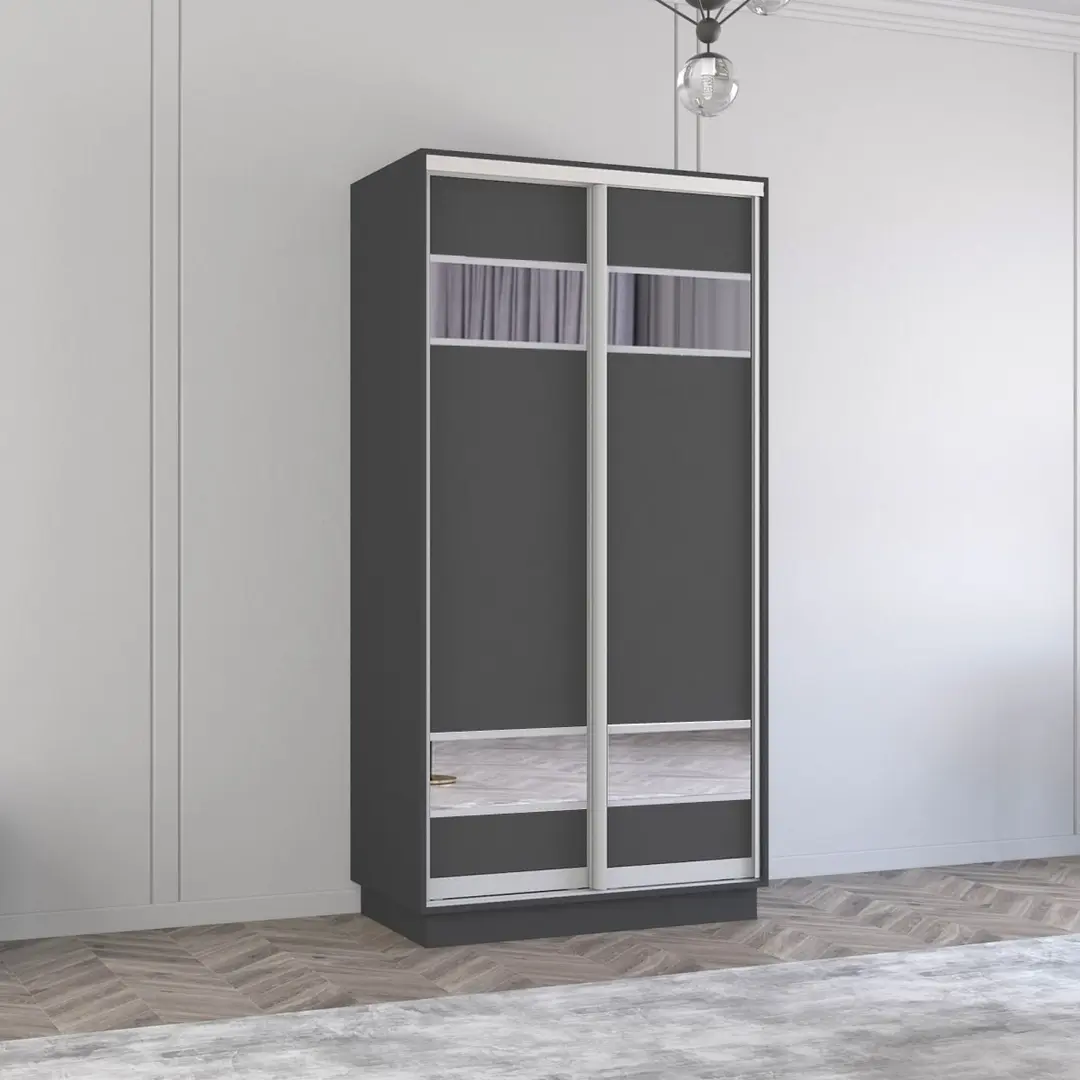 Dulap-cupe Mobildor Fox cu elemente din oglinda 170x210x60 (Anthracite)