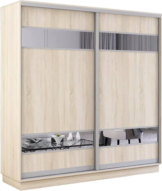 Dulap-cupe Mobildor Fox cu elemente din oglinda 190x240x60 (Sonoma Oak) - 2