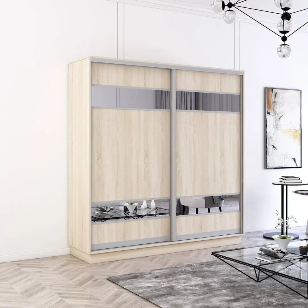 Dulap-cupe Mobildor Fox cu elemente din oglinda 190x240x60 (Sonoma Oak)