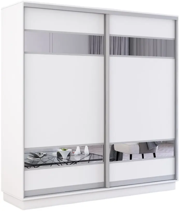 Шкаф-купе Mobildor Fox с зеркальными элементами 210x200x60 (White) - 2