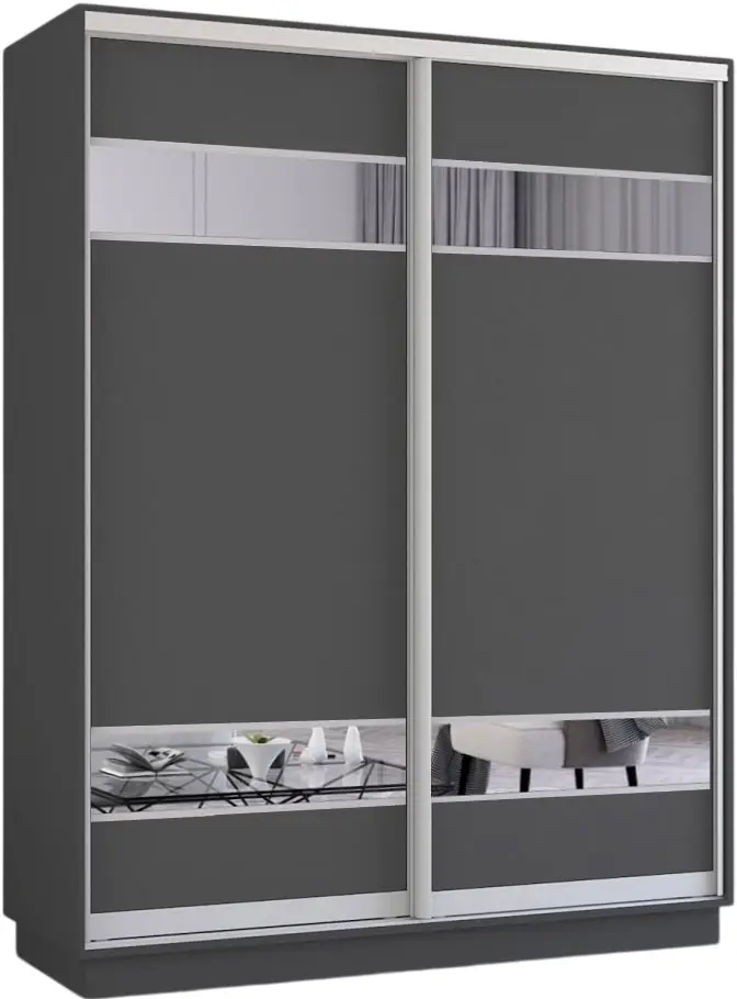 Dulap-cupe Mobildor Fox cu elemente din oglinda 210x240x60 (Anthracite)