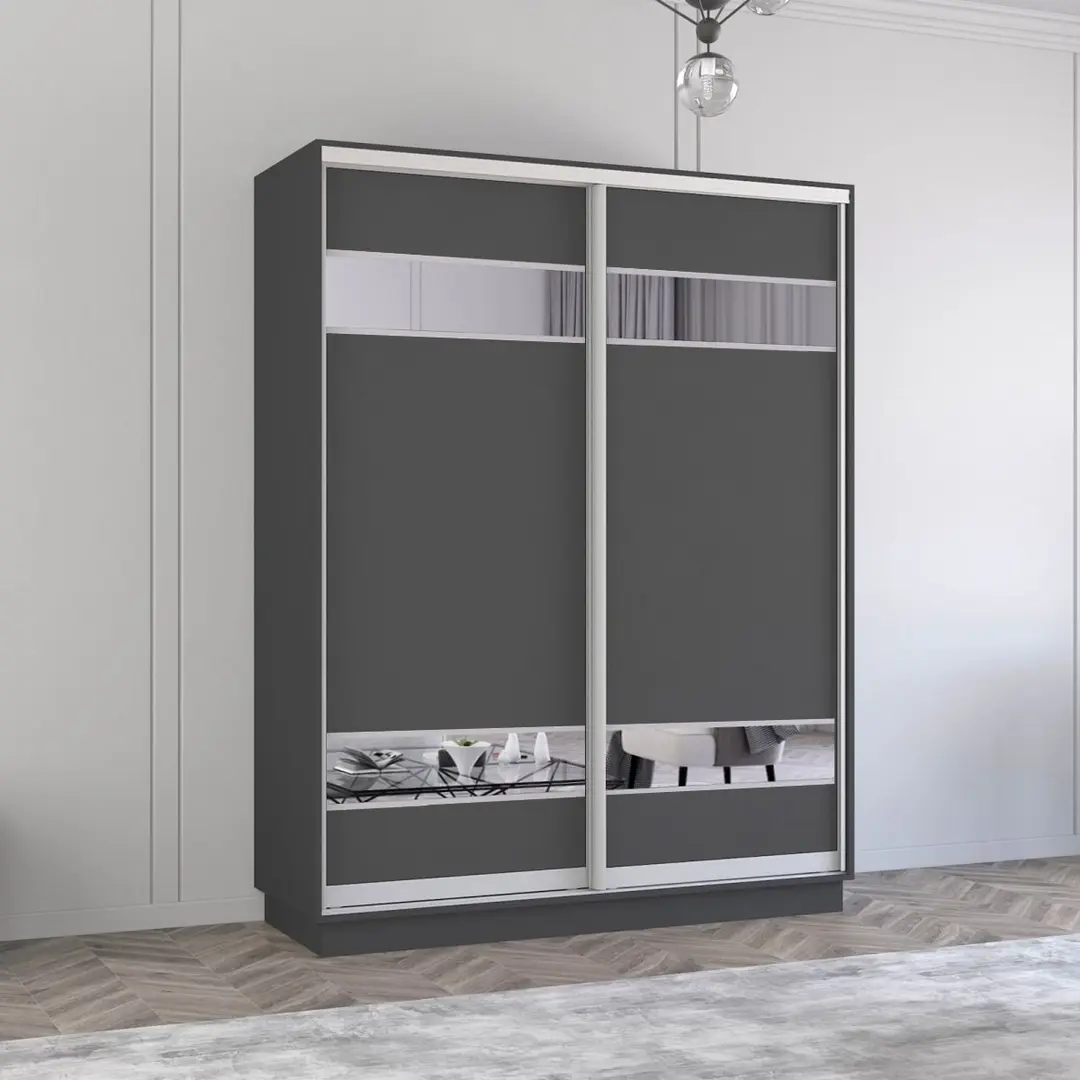 Dulap-cupe Mobildor Fox cu elemente din oglinda 230x200x60 (Anthracite)