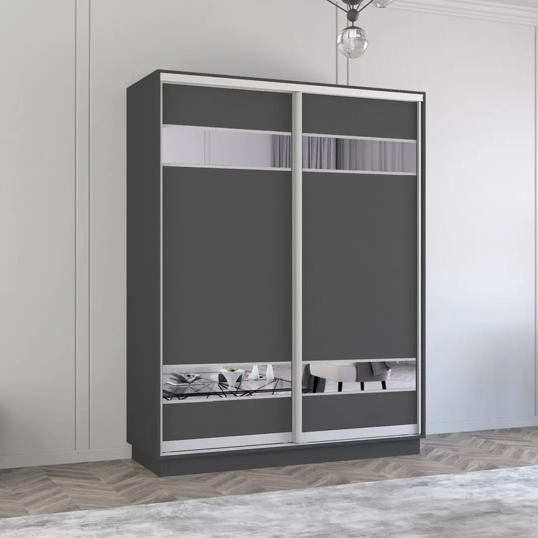 Шкаф-купе Mobildor Fox с зеркальными элементами 230x240x60 (Anthracite)
