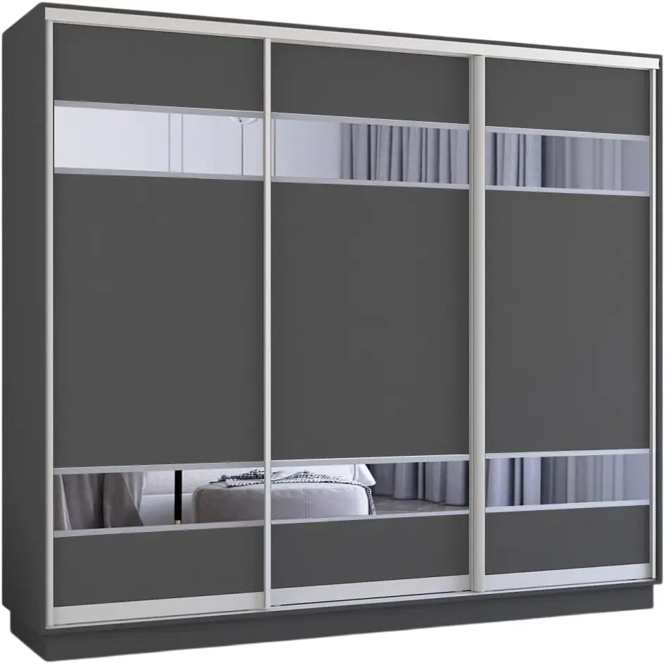Шкаф-купе Mobildor Fox с зеркальными элементами 270x200x60 (Anthracite) - 2
