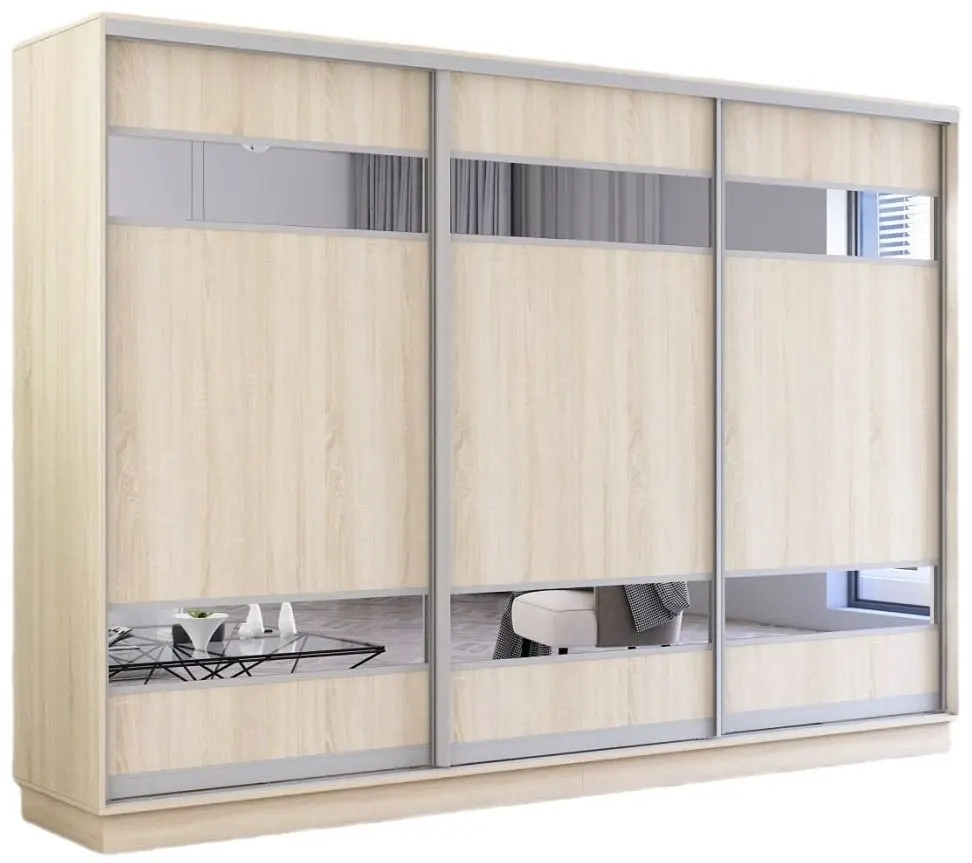 Dulap-cupe Mobildor Fox cu elemente din oglinda 280x230x60 (Sonoma Oak)