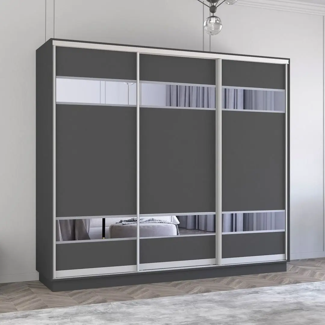 Dulap-cupe Mobildor Fox cu elemente din oglinda 290x230x60 (Anthracite)