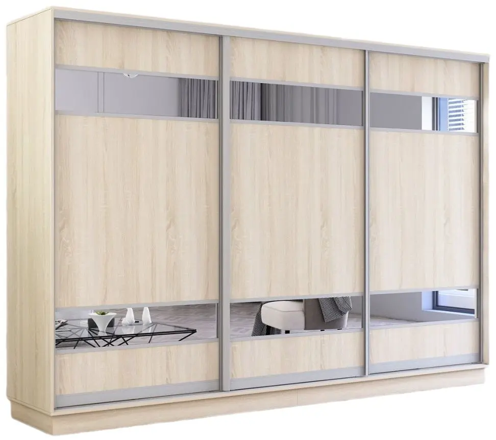 Dulap-cupe Mobildor Fox cu elemente din oglinda 300x230x60 (Sonoma Oak)