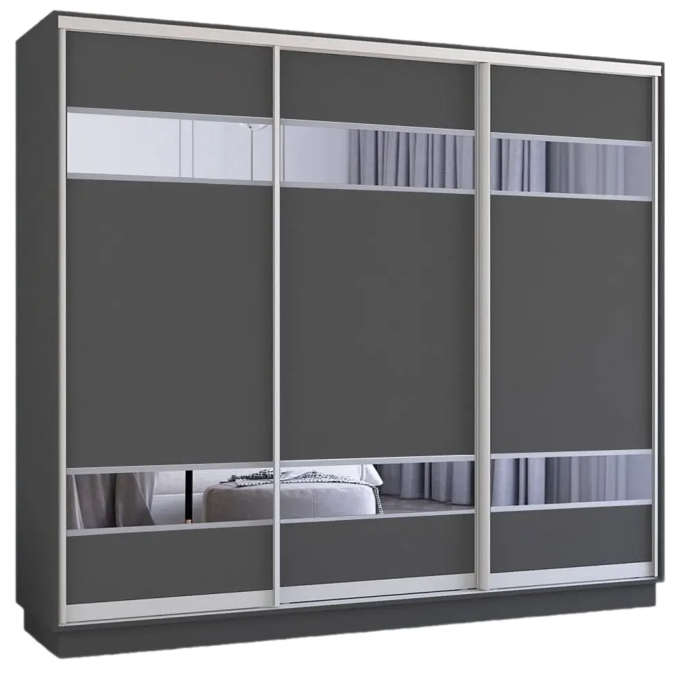 Dulap-cupe Mobildor Fox cu elemente din oglinda 320x200x60 (Anthracite)