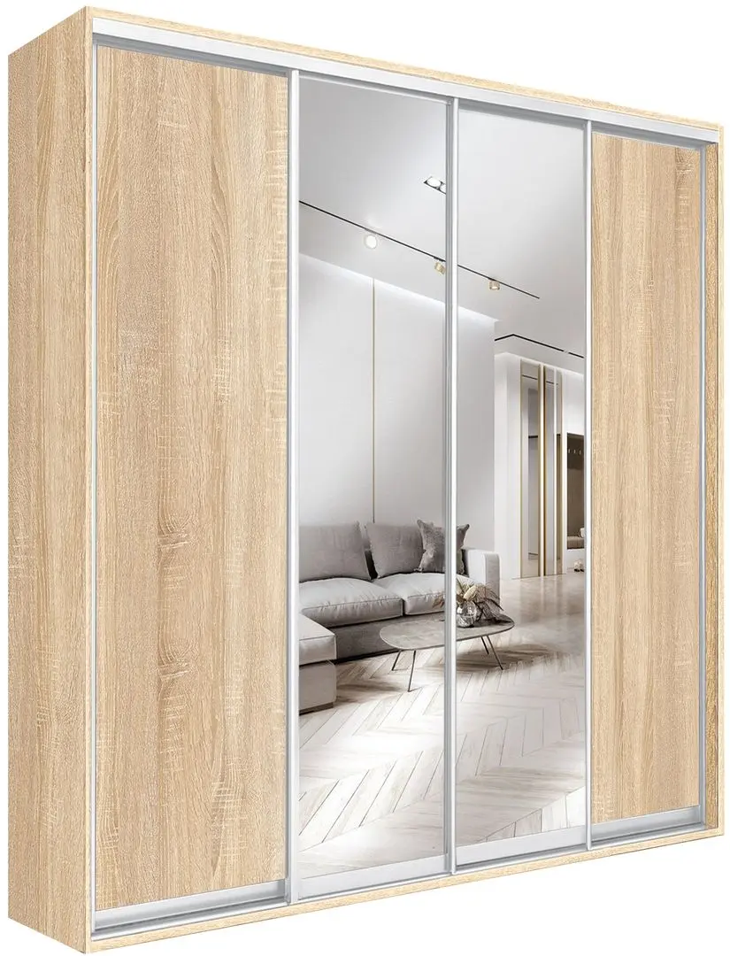 Шкаф-купе Modern Braun Top 4 238x210x60 2 зеркала/2 ДСП (Sonoma Oak)