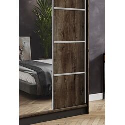 Dulap-cupe Prime Furniture Amo 100x200x62 (Ash Dark/Black/Silver) Thumb