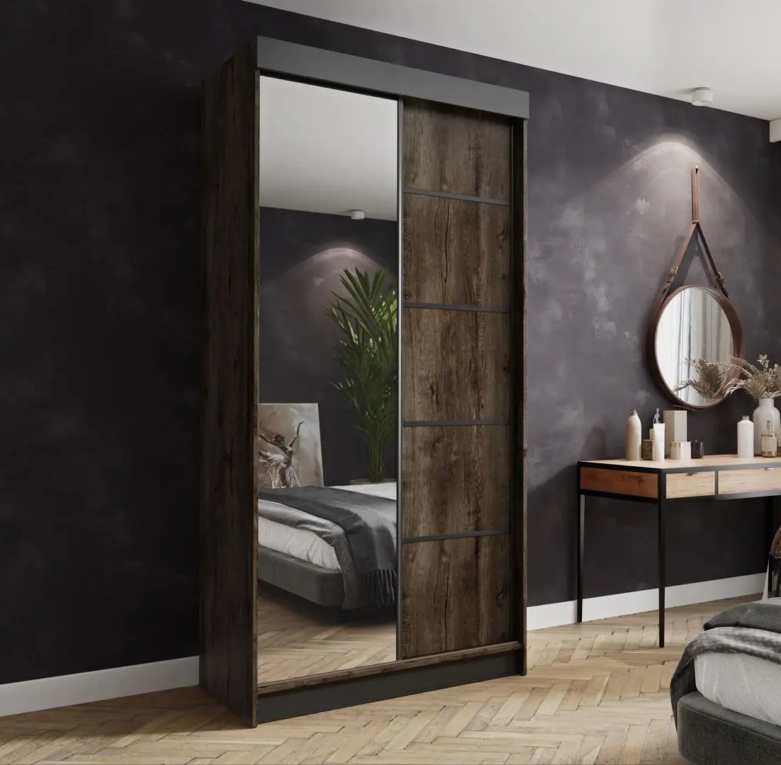 Dulap-cupe Prime Furniture Amo 100x200x62 (Ash Dark/Black)