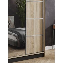 Dulap-cupe Prime Furniture Amo 100x200x62 (Sonoma Oak/Black/Silver) Thumb