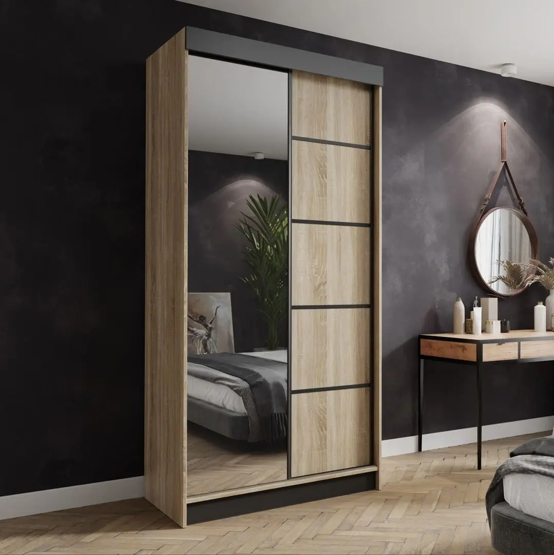 Dulap-cupe Prime Furniture Amo 100x200x62 (Sonoma Oak/Black)