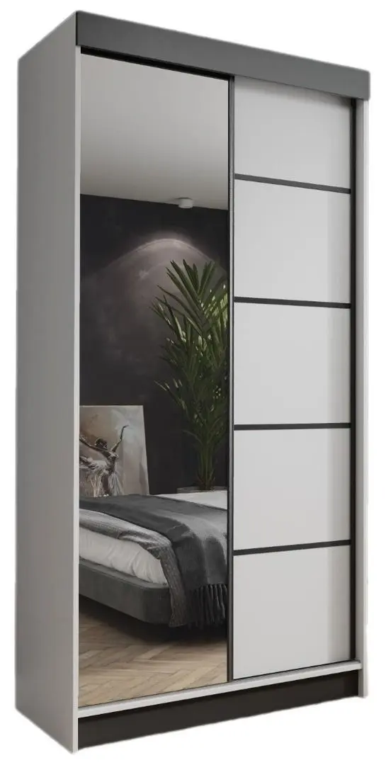 Dulap-cupe Prime Furniture Amo 100x200x62 (White/Black)