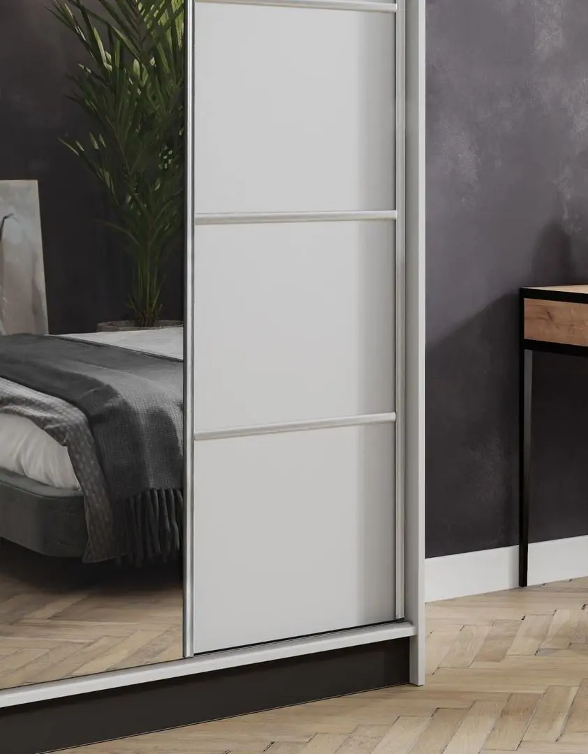 Dulap-cupe Prime Furniture Amo 100x200x62 (White/Black/Silver)