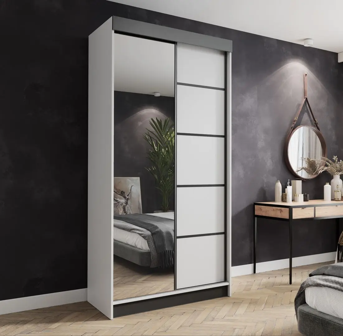 Dulap-cupe Prime Furniture Amo 100x200x62 (White/Black)